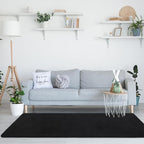 Keeko 2x8 Long Runner Rug, Black Bedroom Bedside Runner Rug Living Room Carpet Area Throw Rugs for Hallway Soft Indoor Memory Foam Rugs for Teen Kids Classroom Nursery Dorm Laundry Room Decor