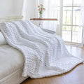 Chunky Knit Blanket - Luxury Soft Cozy 40 * 50 Throw Blanket,100% Woven Blanket Rope Knot Throw Blanket for Couch, Sofa, Home Decor, Gift - Machine Washable (White, 40 * 50)