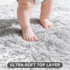 Large Shag Area Rugs 6x9 Feet, Plush Fuzzy Shaggy Rug for Living Room, Ultra Soft Fluffy Furry Rugs for Bedroom, Indoor Thick Carpet Nursery Rugs for Kids Girls Boys Dorm Room Home Decor, Light Grey