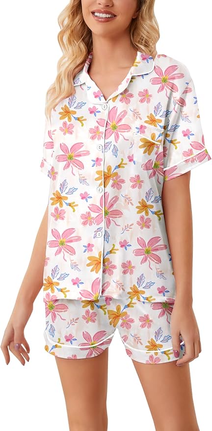 Girls & Womens Satin Pajamas Set, Silk Button-Down Sleepwear 2 Piece Nightwear, 3 Years - Women XXL