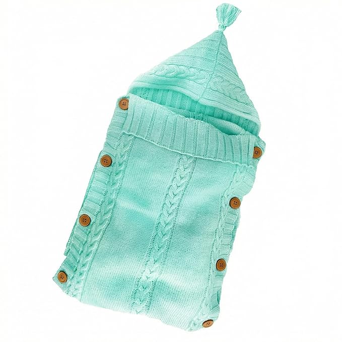 XMWEALTHY Baby Blankets for Boys Girls Newborn Essentials Wrap Swaddles Knit Sleeping Bag Stroller Receiving Blanket Light Aqua 0-6 Month