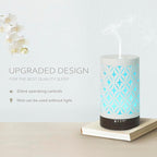 Earnest Living Essential Oil Diffuser for Home White Ceramic 100ml Aromatherapy Diffuser with 4 Timers 7 Night Lights and Auto Off Function (no Beep!) for Essential Oils Version 2