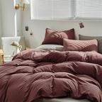 CLOTHKNOW Brick Red Queen Comforter Set 3Pcs Brownish Bedding Comforter Sets Dark Rust Comforter Rust Red Queen with 2 x Pillow Cases
