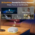 Portable Sound Machine for Travel, White Noise Sound Machine for Sleeping, 52-Hour Lasting Mini Noise Machine with 21 Quality Non-looping Sounds, Headphone Jack, Memory, Timer for Adults,Hotel (Khaki)
