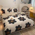 Cottonight Black and White Floral Comforter Twin Big Flower Chic Bedding Boho Modern Elegant Breathable Quilts Blankets Lightweight Comforter Set with 2 Pillowcases
