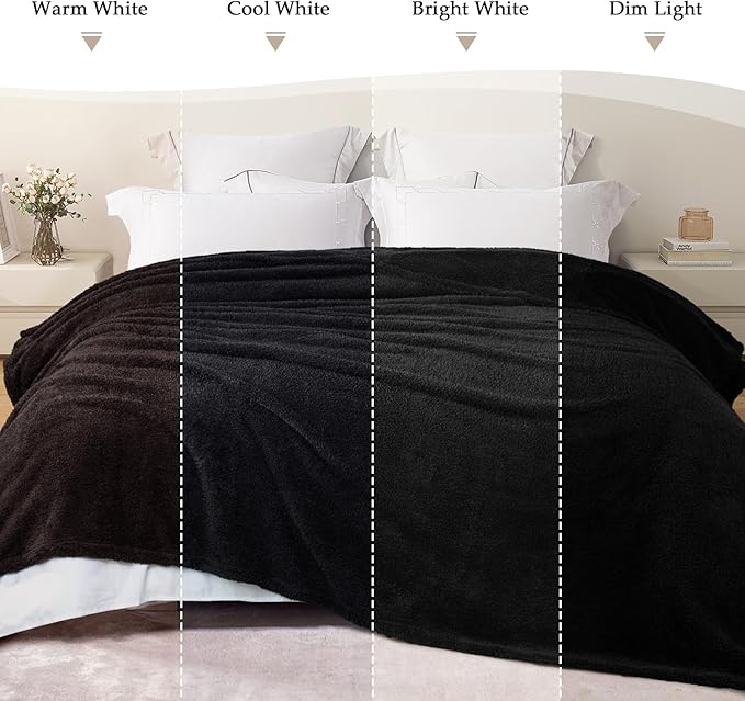 Exclusivo Mezcla Fleece King Size Bed Blanket, Ultra Soft, Lightweight and Fuzzy Black Blanket for Women, Home Decor, 90x104 Inches