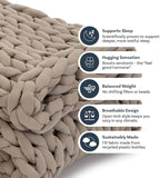 Nuzzie Original Knit Weighted Blanket- Breathable, Cooling, Hand Made Knit Throw Blanket for Sleep for Relaxation - Machine Washable, Stylish Design (Taupe, Throw | 12lbs | 44"x60")
