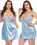 Avidlove Women Lingerie V Neck Sexy Nightwear Satin Sleepwear Lace Chemise Mini Babydoll Nightgown