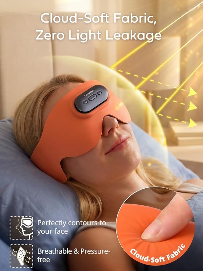 Sleep Headphones for Side Sleepers, Ultra-Thin Adjustable Stereo Speakers, Sleep Mask with Bluetooth 5.4, 64-Hour Ultra-Long Battery Life for Sleeping, Travel & Meditation, Unique Gift