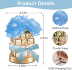 ONXE Romantic Rose Gifts for Girlfriend Wife Her,Rechargeable Cordless Touch Crystal Table Lamp,3-Colour Infinitely Dimming Small Night Light,Valentine's Day Anniversary Birthday Wedding Decor