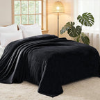 Exclusivo Mezcla Fleece Blanket Twin Size for Bed, Super Soft and Warm, All Season, Cozy, Plush, Lightweight, 90x66 Inches, Black