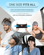 2-Pack Sleeping Headphones, Headband Headphones with Ultra-Thin HD Stereo Speaker, Bluetooth Headband for Sports, Workouts, Insomnia, Yoga, Air Travel, Meditation - Pattern Blue&Black