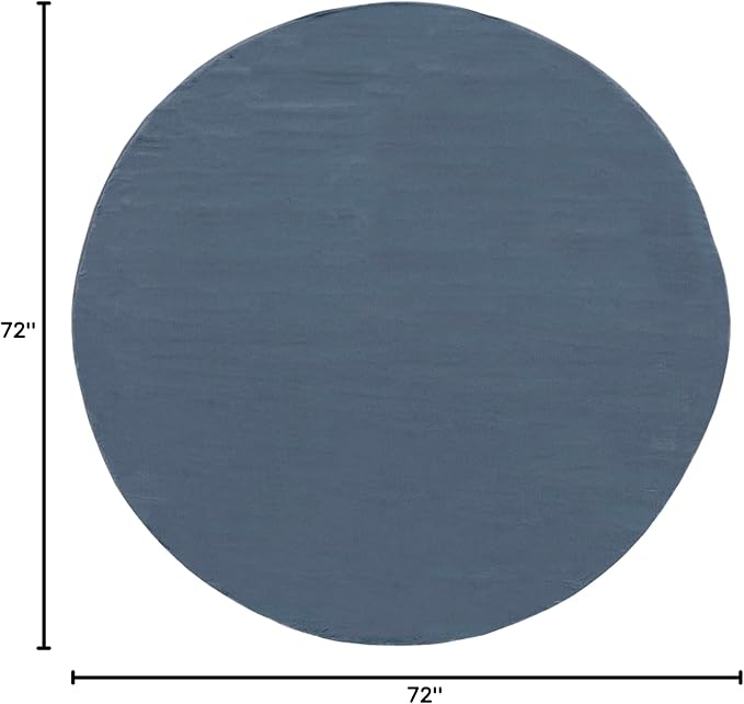SAFAVIEH Washable Rug Faux Rabbit Fur Shag Collection - 6' Round, Dark Grey, Slip Resistant & Easy Cleaning, Ideal for Living Room, Bedroom, Kids Playroom, Nursery, Dining Space (FRF976H)