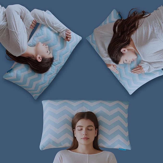 Dreamara Cooling Bed Pillows King Size – Adjustable Loft Shredded Memory Foam Pillows for Side, Back & Stomach Sleepers, Supportive & Breathable for Hot Sleepers (Blue)