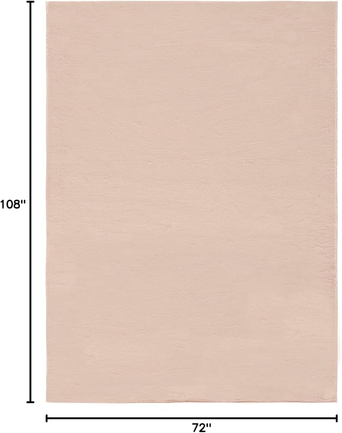 SAFAVIEH Washable Rug Faux Rabbit Fur Shag Collection - 6' x 9', Beige, Slip Resistant & Easy Cleaning, Ideal for Living Room, Bedroom, Kids Playroom, Nursery, Dining Space (FRF976B)