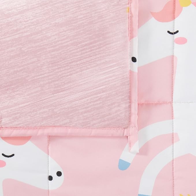 HOSUKKO Weighted Blanket - 5 lbs Cooling Pink Unicorn Heavy Blanket - Small Size Breathable Blanket for Hot Sleepers(36 * 48 inches, 5 lbs)