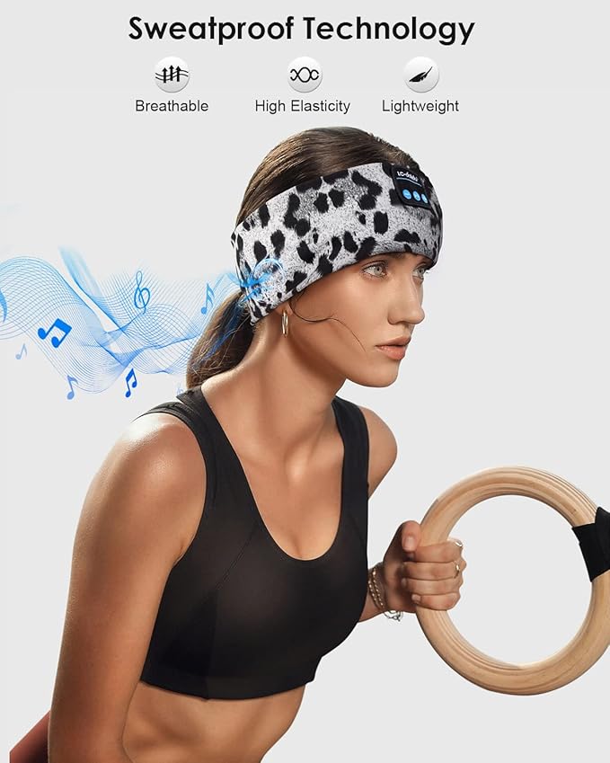 LC-dolida Sleep Headphones Headband Bluetooth 5.4, Sports Headband Earphones Wireless with Speaker Microphone USB C for Women Sleeping Gift Workout Jogging Yoga Insomnia Travel Meditation