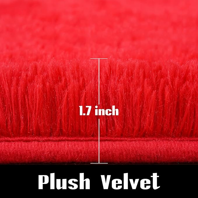Jelymark Super Soft Shaggy Rug for Bedroom, 4x5.9 Feet Fluffy Carpet for Living Room, Fuzzy Indoor Plush Area Rug for Home Decor, Furry Floor Rugs for Dorm, Kids Nursery Rug for Girls, Red