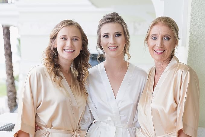 Women's Pure Short Satin Robes Bridesmaid and Bride Silky Robes Summer Sleepwear