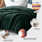 Exclusivo Mezcla Fleece King Size Blanket for Bed, 90x104 Inches Soft Cozy Jacquard Flannel Blankets, Lightweight Fuzzy Plush Warm for Women, Forest Green