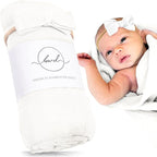 BWD Baby Swaddle Blanket – Ultra-Soft 70% Bamboo Viscose & 30% Organic Cotton Muslin – Lightweight, Breathable, Stretchy – Newborn Essential 47" (White)