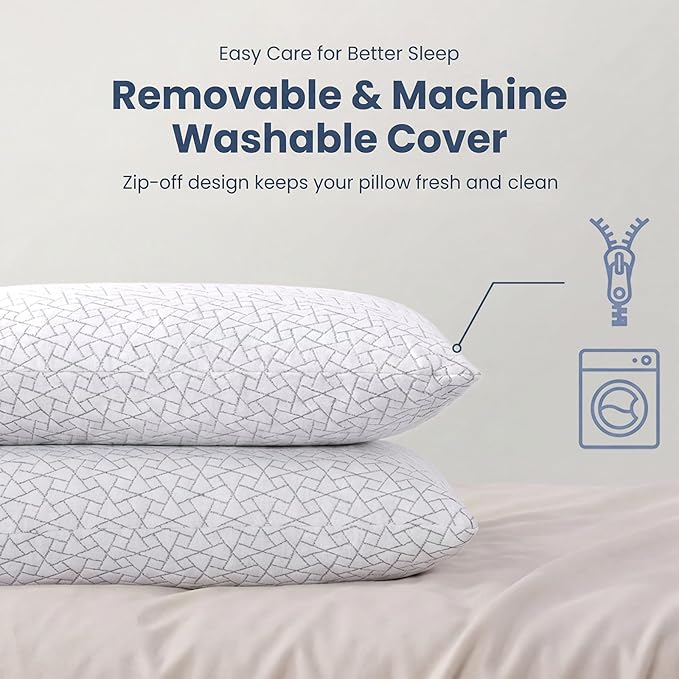 Meoflaw Adjustable Memory Foam Pillows: 2 Pack King Size Shredded Foam Bed Pillow for Sleeping with Removable & Washable Pillowcase for All Sleep Positions