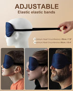 Silk Eye Mask for Sleeping - Soft Breathable Organic Natural Mulberry Silk Fabric Blackout Sleep Mask with Adjustable Straps No Pressure Eye Mask for Travel Essentials Gifts (Navy Blue)