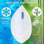 QUTOOL Cooling Pillow for Sleeping, CertiPUR-US Shredded Memory Foam Queen Pillow Set of 1, Cool Pillow for Hot Sleepers Adjustable Firm Pillow for Side, Back, Stomach Sleepers Soft Yet Support, White