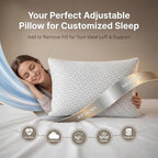 Meoflaw Adjustable Memory Foam Pillows: 2 Pack Queen Size Shredded Foam Bed Pillow for Sleeping with Removable & Washable Pillowcase for All Sleep Positions