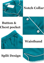 Ekouaer Womens Silk Satin Pajamas Set Short Sleeve Sleepwear Button Down Loungewear 2 Piece Pjs Shorts Set S-5X Plus Size