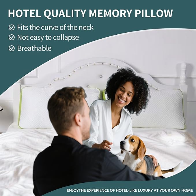 Luxury Hotel Cooling Pillow for Sleeping,Medium Firm Shredded Memory Foam Pillows Queen Size Set of 2,with Zipper Adjustable Supportive