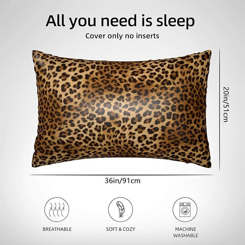 1 Pack Satin Pillowcase for Hair and Skin Abstract Brown Leopard Imitation Silk Pillowcase with Hidden Zipper Soft Breathable Smooth Cooling Pillow Cover King Size for Bedroom Sofa 20”x36”