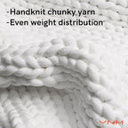YnM Velvet Weighted Blanket, Handmade Chunky Knitted Design, Soft and Cozy, Temperature Regulating and Breathable, Machine Washable Throw for Sleep or Home Decor (White, 60x80 Inch, 20lbs)