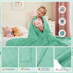 HOSUKKO Weighted Blanket - 10 lbs Green Heavy Blanket - Breathable Blanket(50 * 60 inches, 10 lbs)