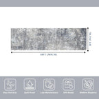 3x10 ft Long Hallway Runner Rug – Non-Slip Washable Kitchen Floor Rug with Rubber Backing, Modern Low Pile Thin Wide Carpet Runners for Bedroom, Entryway Indoor（Blue Grey,3x10）