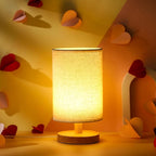 WSYEAR Small Table Lamp for Bedroom - Bedside Lamps for Nightstand, Minimalist Night Stand Light Lamp with Fabric Shade, Desk Reading Lamp for Kids Room Living Room Office Dorm