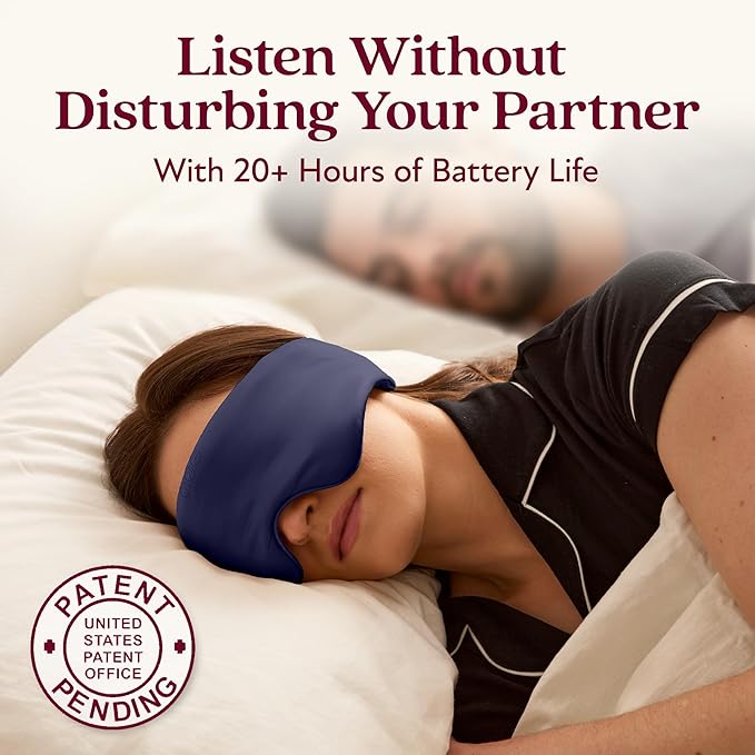 SilkSound 100% Mulberry Silk Bluetooth Sleep Mask, Skin-Friendly Sleeping Eyemask with Bluetooth Headphones, Sleep Gifts for Women, Silk Eye Mask Headband Headphones for Sleeping Side Speakers