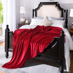 JIAHANNHA Flannel Fleece Blanket Queen Size Red 90 by 90 Inches Blankets for Couch Sofa Bed 280GSM,Super Soft Plush Cozy and Luxury Warm Bed Blanket for All Season