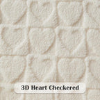 NEWCOSPLAY Super Soft Throw Blanket Off White Love Premium Silky Flannel Fleece 3D Heart Checkered Lightweight Bed Blanket All Season Use (Off White Love, Throw(50"x70"))