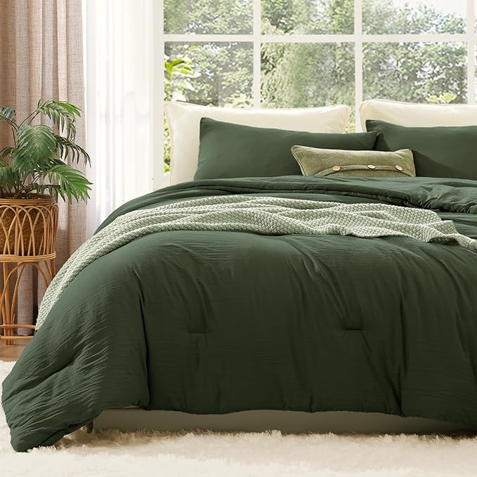 WRENSONGE Queen Comforter Set - 3 Pieces Prewashed Deep Forest Comforter Soft Lightweight for All Seasons,Down Alternative Comforters Queen Size with 2 Pillow Shams