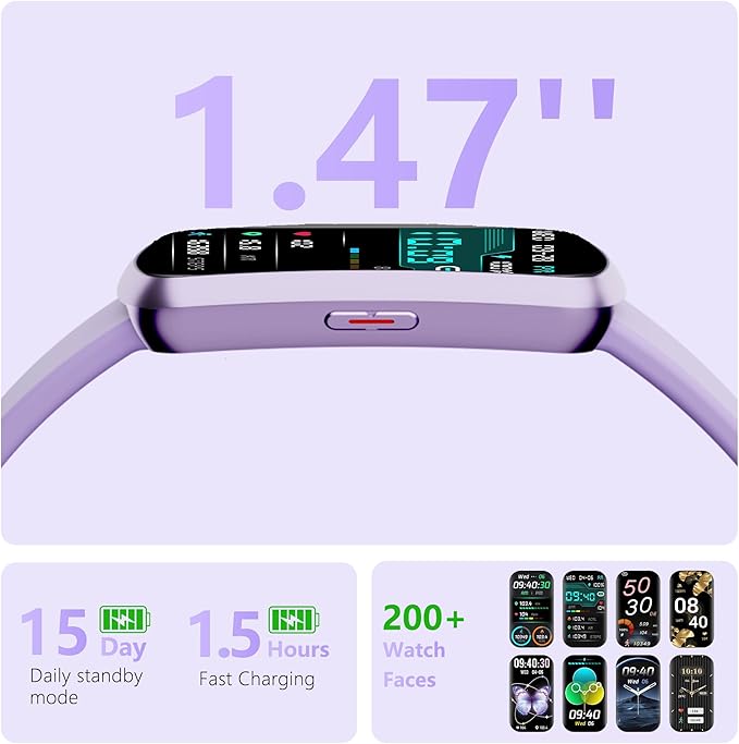 Health Fitness Tracker, Smart Watch with 24/7 Heart Rate, Activity Tracker with Blood Pressure and Blood Oxy-gen Monitor, 120 Sport Mode Waterproof Sleep Tracker for Women Men