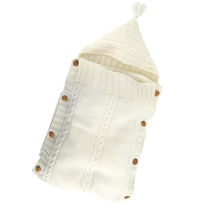 XMWEALTHY Newborn Baby Wrap Swaddle Blanket Knit Sleeping Bag Receiving Blankets Stroller Wrap for Baby Beige 0-6 Month