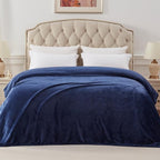 Exclusivo Mezcla Fleece Blanket Twin Size for Bed, Super Soft and Warm, All Season, Cozy, Plush, Lightweight, 90x66 Inches, Navy Blue