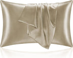 BEDELITE Satin Pillowcase for Hair and Skin, Super Soft and Cooling Similar to Silk Pillow Cases 2 Pack with Envelope Closure, Gift for Women Men(20"x30" Queen Size, Taupe)