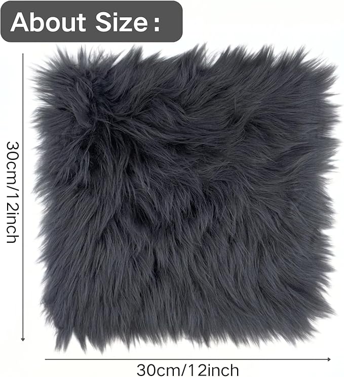 Liyee12 inch Grey Square Faux Fur Rug, Small Product Photography Background, Perfect for Jewelry, Mini Bags, Nail Art, Small Vases and Other Desktop Photography (1pcs Grey)
