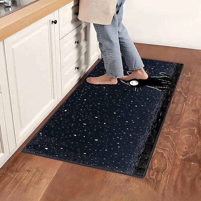 Cat Area Rug 2x3 ft Entry Rug Washable Boho Rugs Non Slip Low Pile Floral Door Mat Small Carpet for Bedroom, Bedside, Kids Room, Office, Dining Room