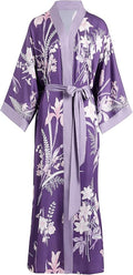 Aensso Long Soft Lightweight Silky Kimonos Robes for Women, Luxury Japanese Floral Womens Kimono Robe