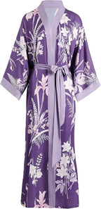 Aensso Long Soft Lightweight Silky Kimonos Robes for Women, Luxury Japanese Floral Womens Kimono Robe