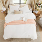 WRENSONGE Full Size Comforter Sets - 3 Pieces Prewashed White Comforter Soft Lightweight for All Seasons,Fluffy Down Alternative Comforter Full Size with 2 Pillow Shams