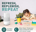 PureGuardian 1-Gallon Ultrasonic Cool Mist Humidifier with Aroma Tray, 70-Hour Run Time, 320 Sq. Ft. Coverage, Filter Free, Silver Clean Treated Tank, for Home, Bedroom, Office, H965WC